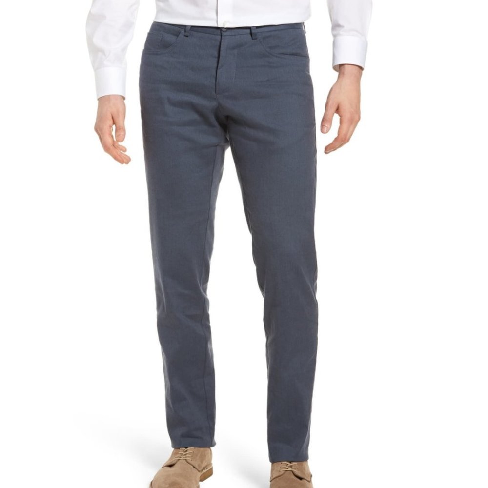 Monte Rosso Blue Linen & Cotton Trousers